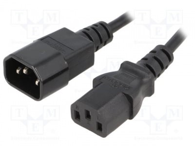 Захранващ кабел за компютър KAB-C13-C14-1.8-BK Кабел; IEC C13 женски, IEC C14 мъжки; 1,8m; черен; PVC; 3x0,75mm2